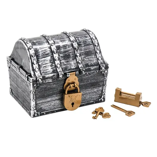 C5AA Pirate Treasure Chest Pirate Box With 2 Locks Party Favors Kids Toy Boy Gift 3