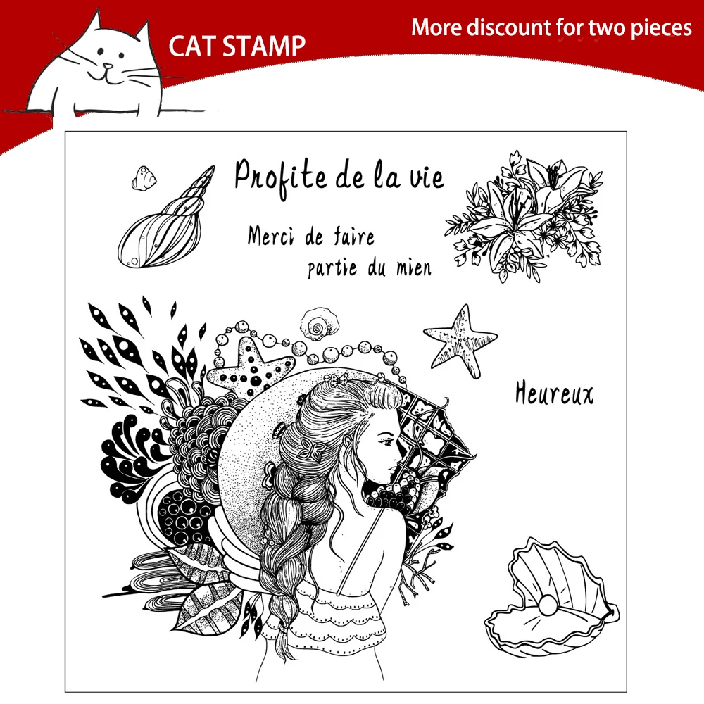 

Shell / Pearl / Girl Clear Stamps For Scrapbooking Card Making Photo Album Silicone Stamp DIY Decorative Crafts