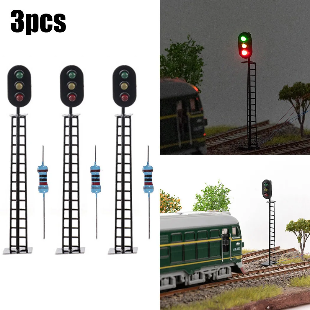 3X 00 Model Railway 3 Aspect Light Signal 3/12 VOLT DC OO GAUGE Pre Wired Building Sand Table Models Scenery Railroad Decoration