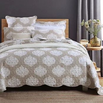 

CHAUSUB Quality Quilt Set 3PC Coverlet Washed Cotton Quilts Bedspread Bodhi Print Bed Cover Sheets Pillowcase King Queen Size