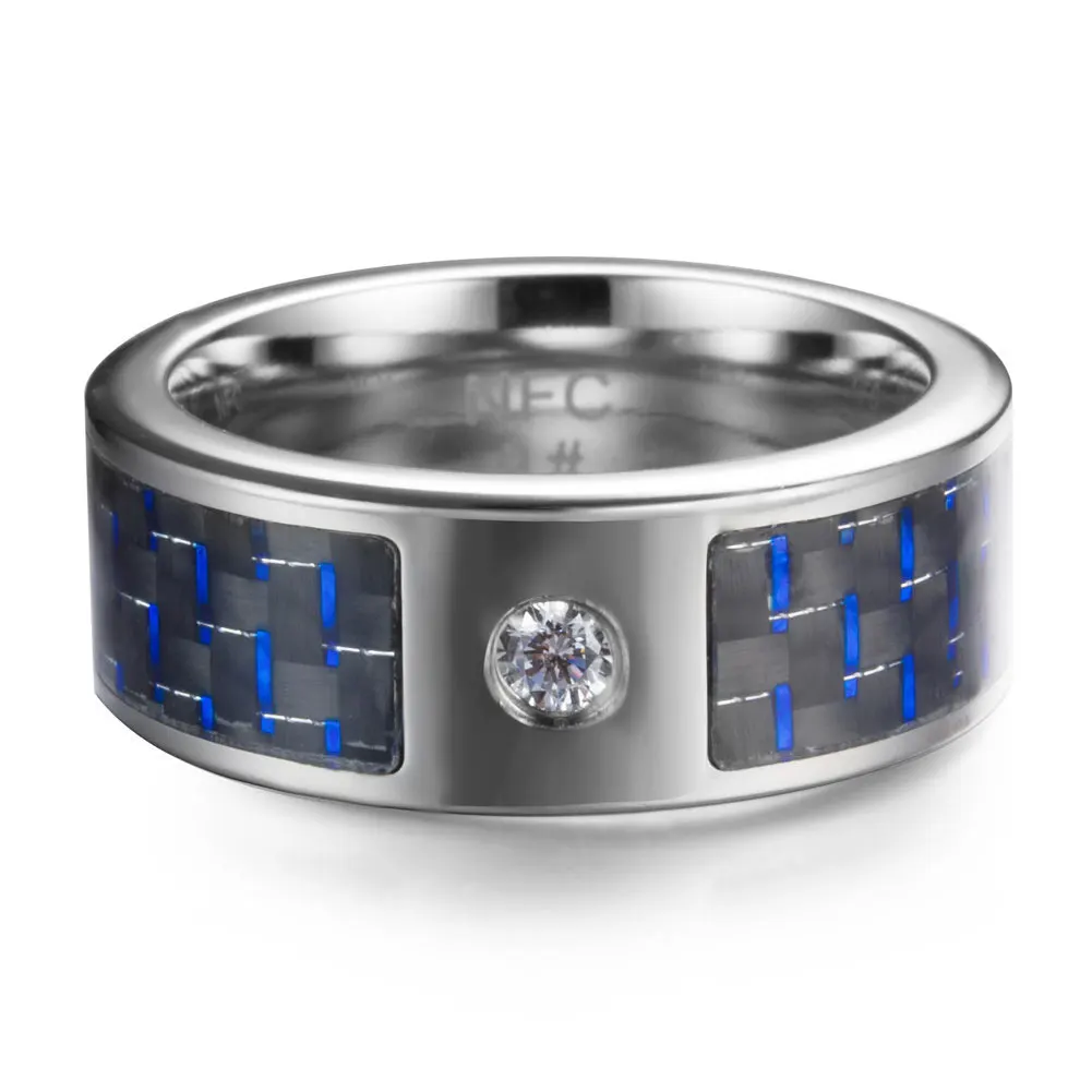 

Waterproof For Android Smart Ring Blue Carbon Fiber Data Sharing NFC Electronic Wearable Message Sending App Lock For Windows