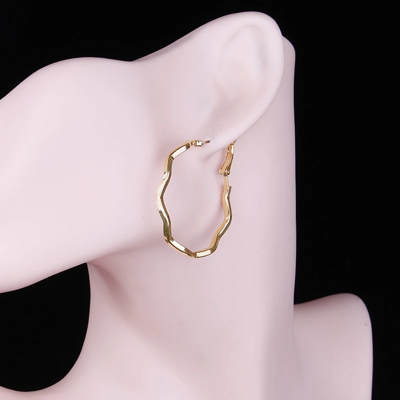 Gold 4cm Круглые золотые серьги-кольца для женщин серебристого цвета, классические серьги для девочки, модные ювелирные изделия, Женские аксессуары - Окраска металла: Gold 4cm