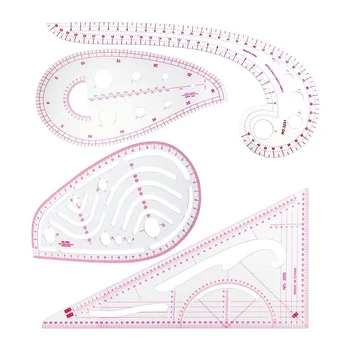 

Sewing Ruler Set 4 Pcs - Metric Ruler Set French Curve Pattern Grading Ruler Dressmaking Drawing Drafting Measure T
