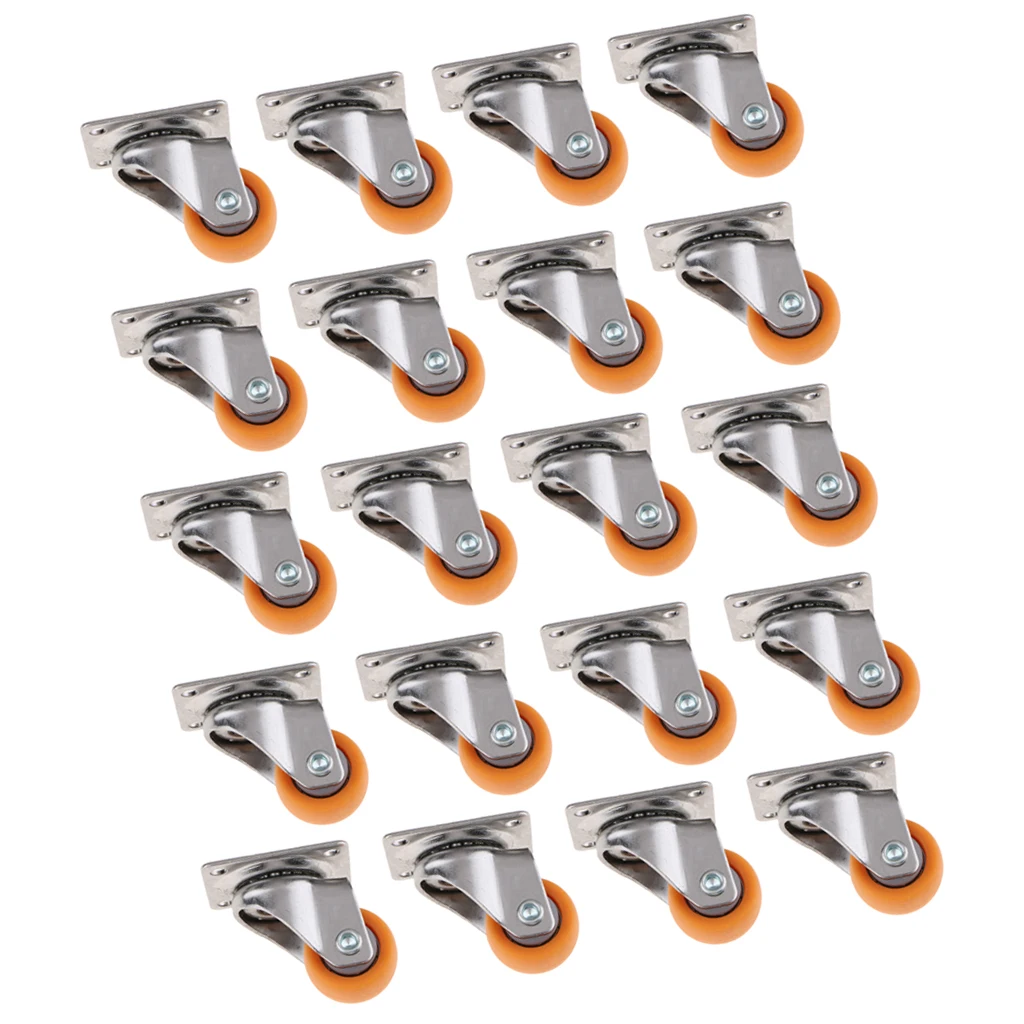 20 Pieces Nylon All Swivel Caster Wheels Plate Caster for Trolleys Wheel 1