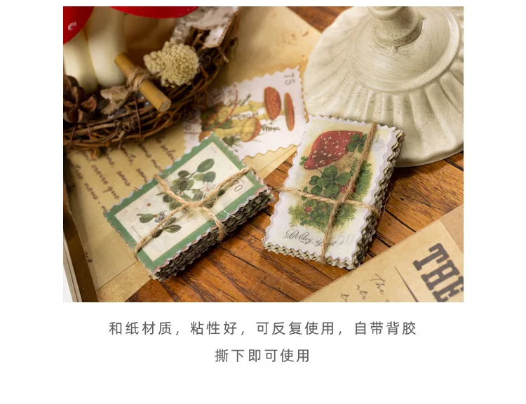 60pcs/lot Vintage Antique Washi Stickers Plant Stamp Label DIY Diary Decorative Sticker Album Scrapbooking Craft Ladies Stickers