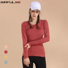 Женские спортивные футболки, женские рубашки для йоги, быстросохнущие обтягивающие футболки для бега, эластичные облегающие футболки для фитнеса, облегающие футболки, топы, Спортивная тренировочная блузка