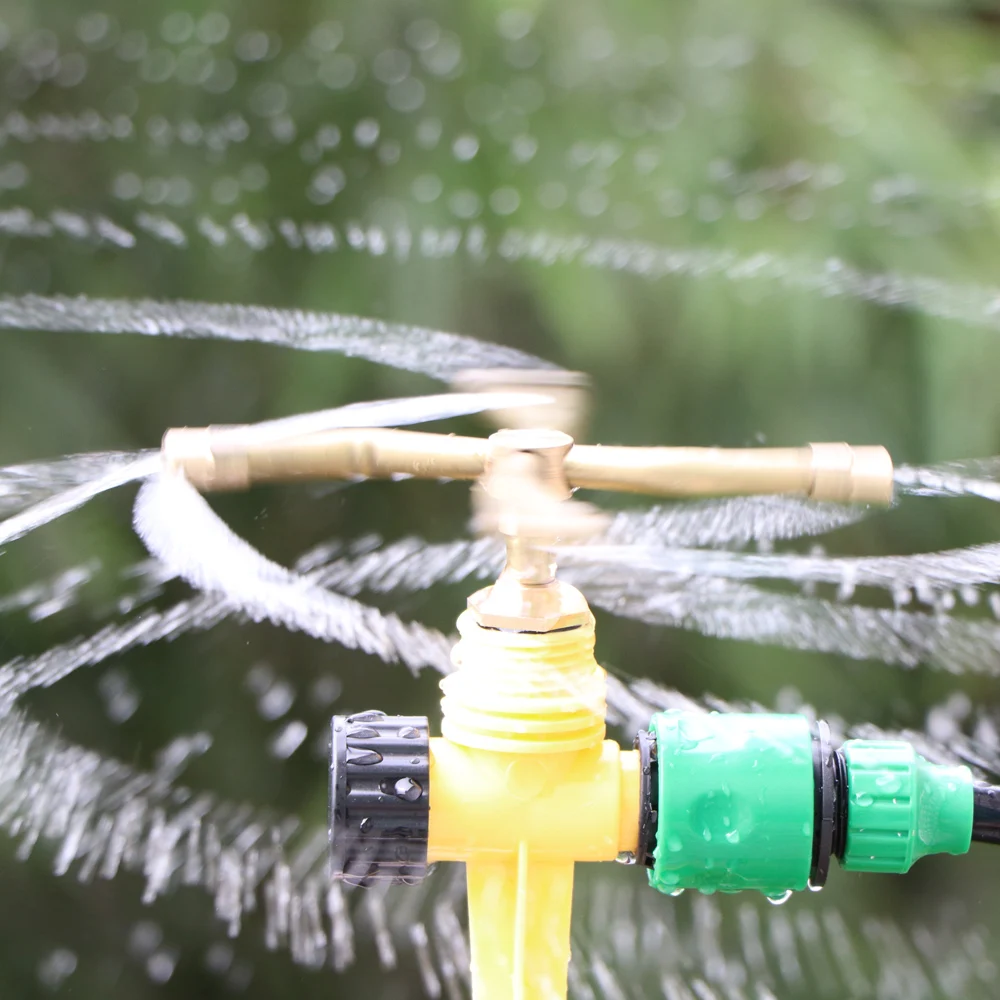 Garden sprinkler 4 arm automatic rotary whirling sprinkler garden lawn irrigation watering nozzle spray rotating brass sprayer