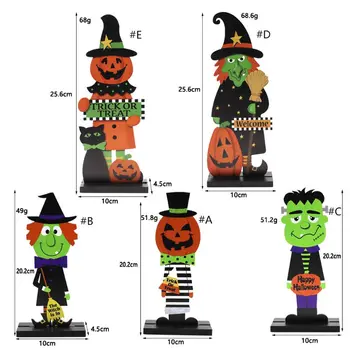 

Halloween Pumpkin Man Witch Ornaments Wooden Craft Decoration Haunted House Prop 77UD