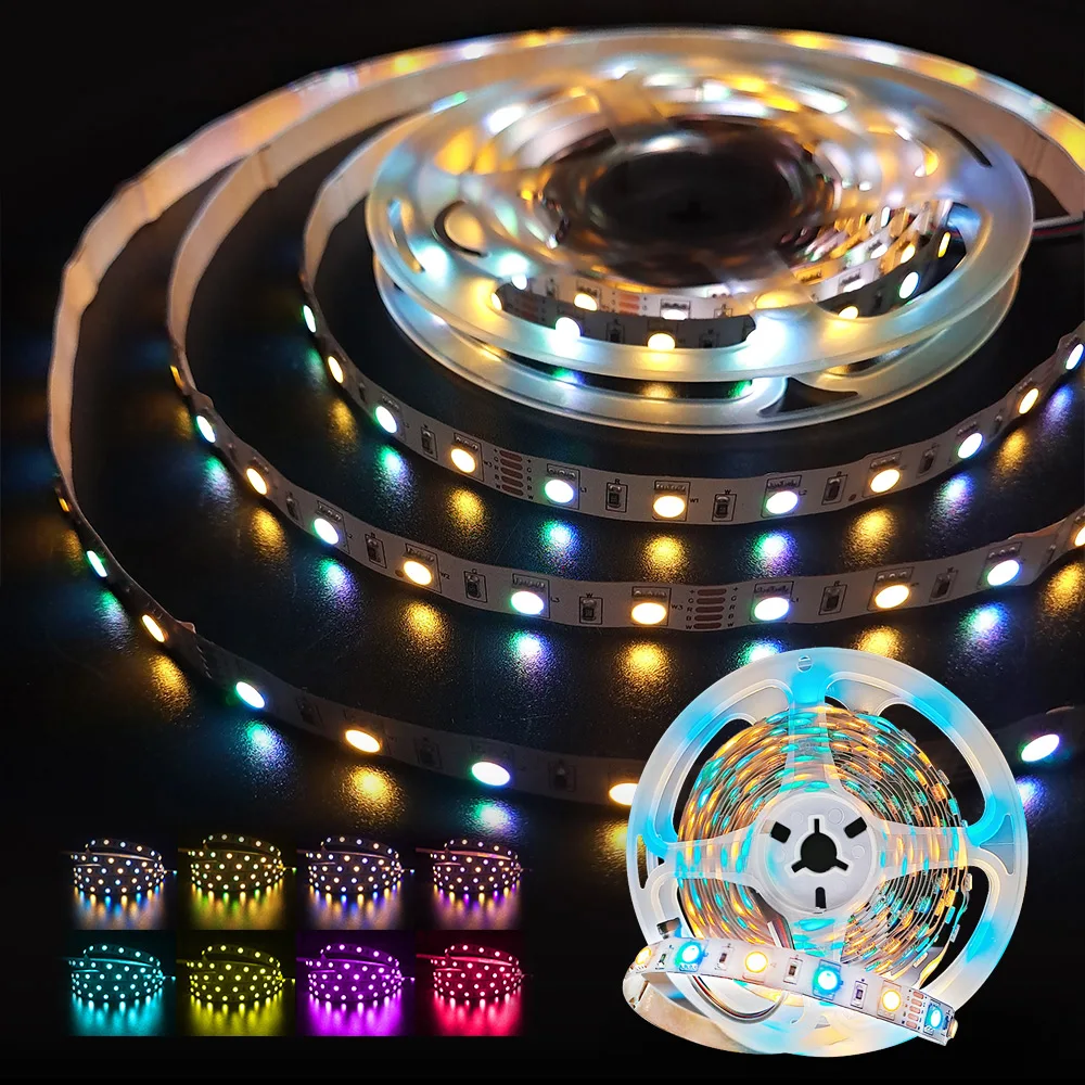 SMD 5050 RGB LED Strip Waterproof 5M DC 12V 24V CCT RGBCCT RGBW RGBWW WHITE WARM WHITE Fita LED Light Strips Flexible