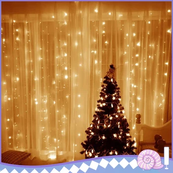 

3*3M 300LED Copper Curtain String Lights Holiday Christmas Decoration Icicle Lighting for Year Balcony Curtain Light Strip
