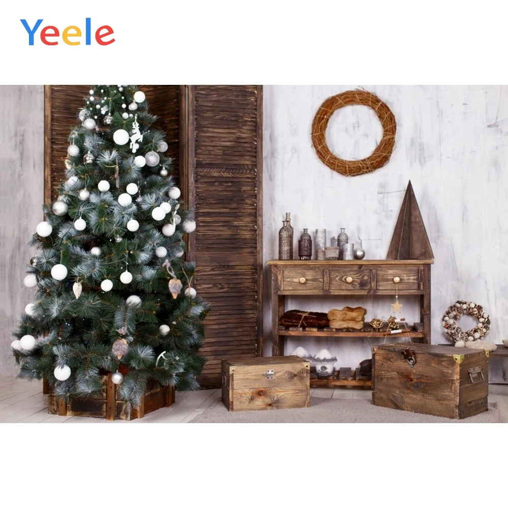 

Yeele Christmas Tree Wooden Table Box Decoration Photography Background Customized Photographic Backdrop For Photo Studio Vinyl