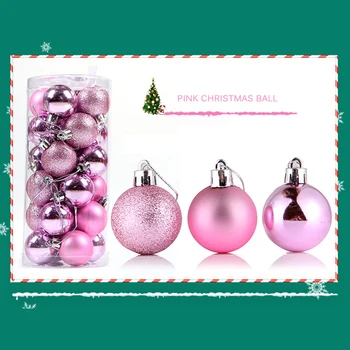 

24PCs Christmas Tree Decor Ball Bauble Xmas Party Hanging Pink Ball Ornament decorations for Home Christmas decorations Gift