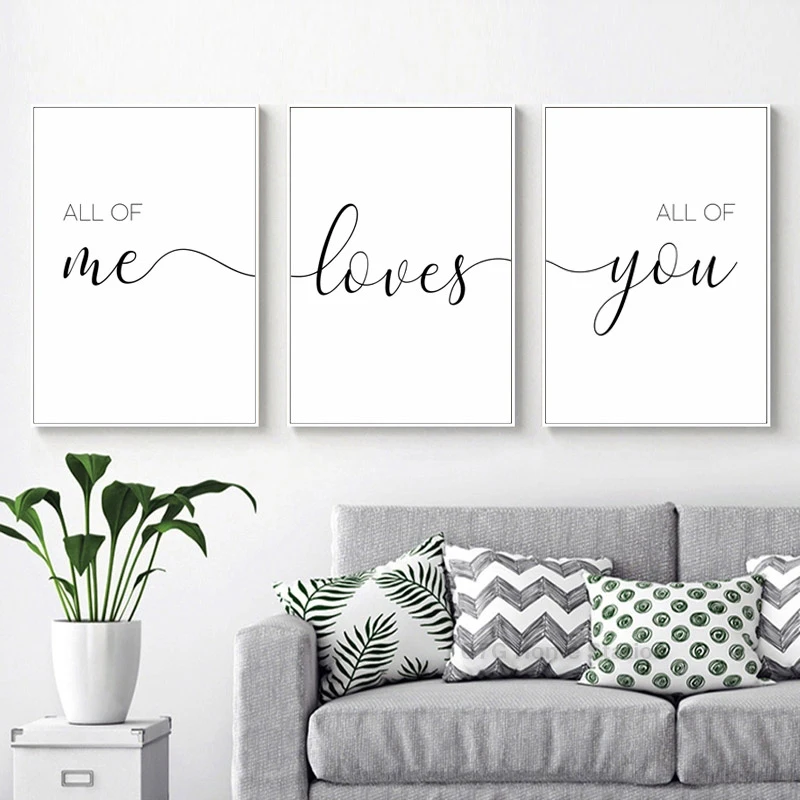Black And White Love Phrase Lover Quote Canvas Painting Posters Prints Living Room Bedroom Wall Art Pictures Home Decoration | Дом и сад