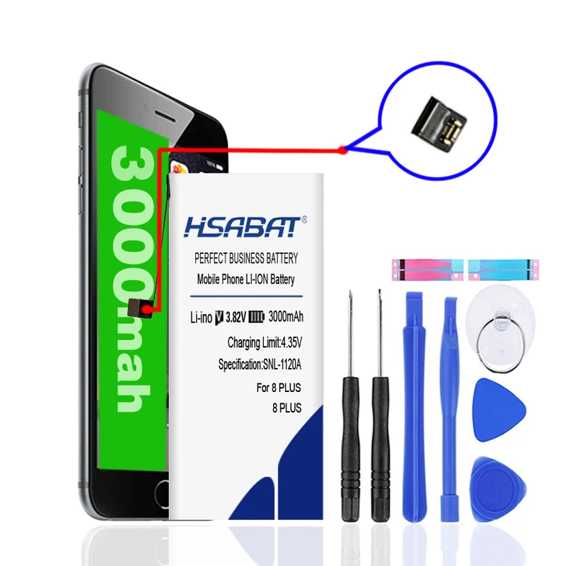 HSABAT 3000mAh аккумулятор для iphone 8 Plus батарея бесплатные инструменты+ наклейка