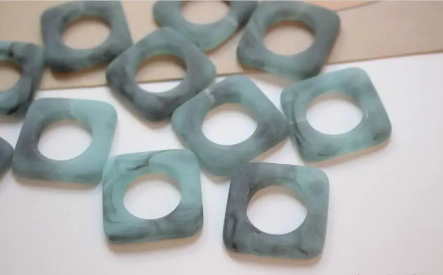 New style 50pcs/lot 25mm matte color print geometry square shape resin beads diy jewelry earring/garment accessory - Цвет: 1