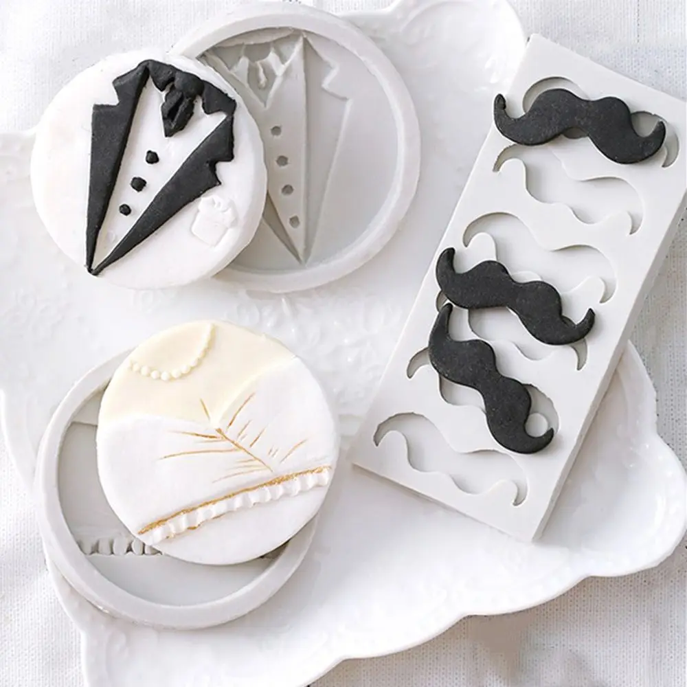 

Men Ladies Dress Party Dress Moustache Chocolate Fudge Fondant Mold Silicone Mold Cake Cooking Tools