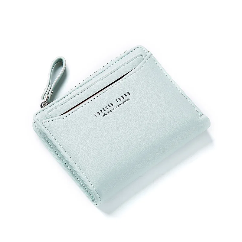 Women Wallets with Individual ID Card Holder Zipper Coin Pocket Ladies Small Purses Female Wallet Carteira High Quality - Цвет: Зеленый