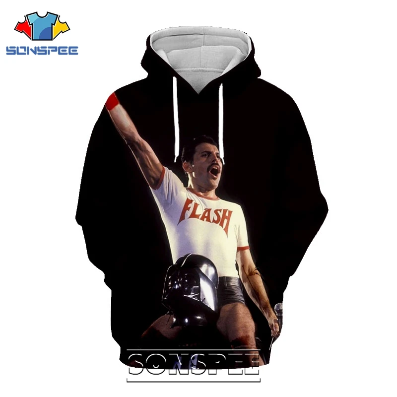 SONSPEE 3D Print Freddie Mercury Hoodie Men Women Casual Rock Coat Streetwear Hip Hop Pullover Tops Legend Singer Sweatshirt (8)