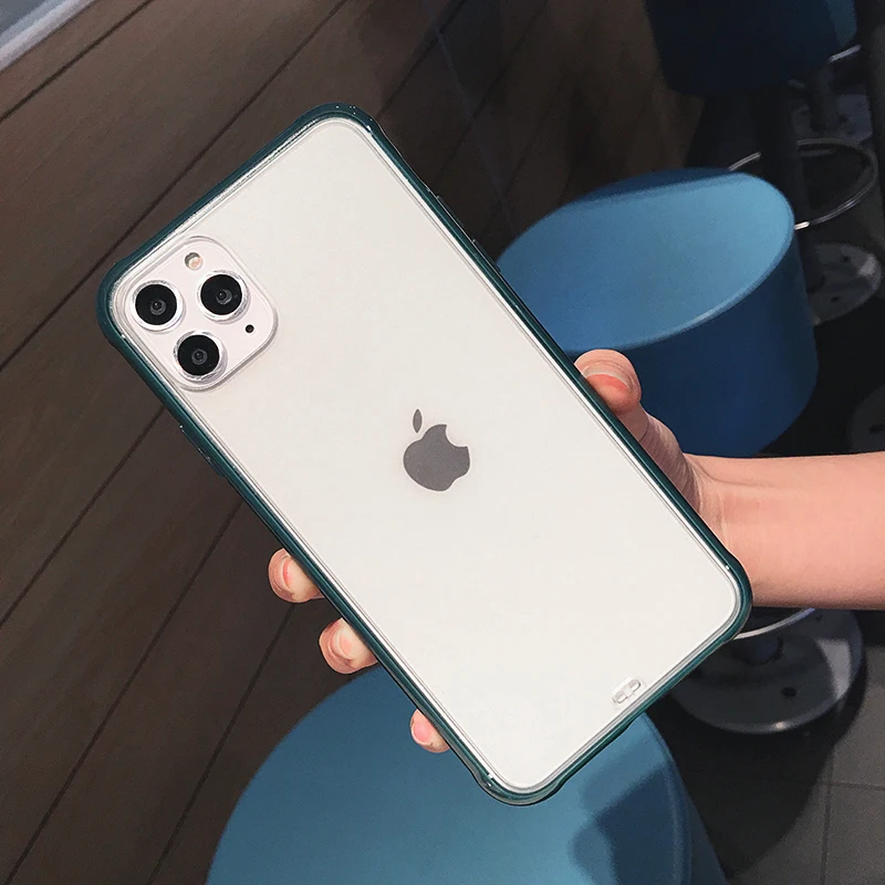 Противоударный матовый чехол для телефона iPhone 11 11Pro Max 6 6S 7 8 Plus X XS Max XR прозрачный жесткий защитный чехол-накладка - Цвет: Черный зеленый