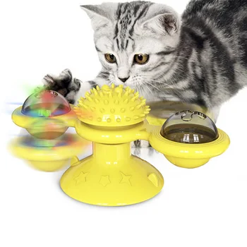 

A67 Pet Toys For Cats Interactive Puzzle Training Turntable Windmill Ball Whirling Toys For Cat Kitten Play Game Cat Supplies