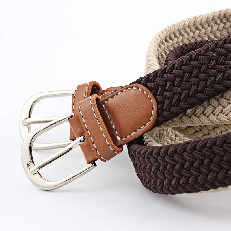 Simple and Stylish Thin Waist Belt Women Casual Elastic Waistband Canvas Buckle Braided Woven Waist Straps Dropshiping-80