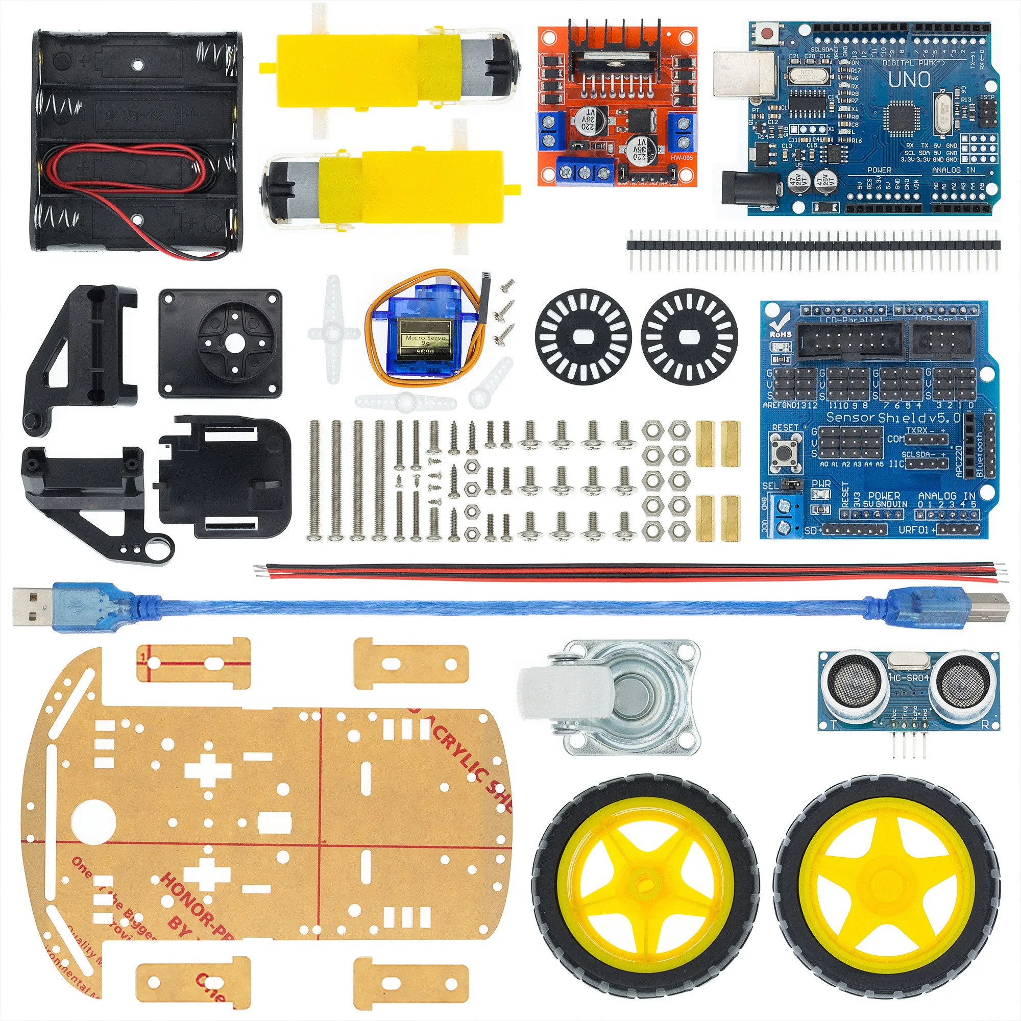 New Avoidance tracking Motor Smart Robot Car Chassis Kit Speed Encoder Battery Box 2WD Ultrasonic module For Arduino kit DIY | Электронные