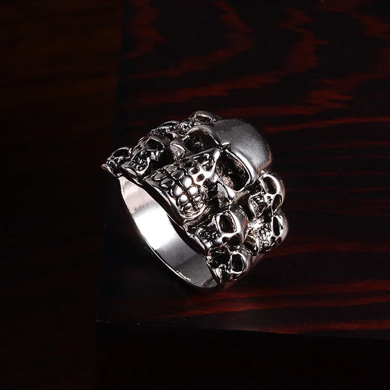 9 лиц панк кольца для мужчин байкерские с черепом мужские из нержавеющей стали