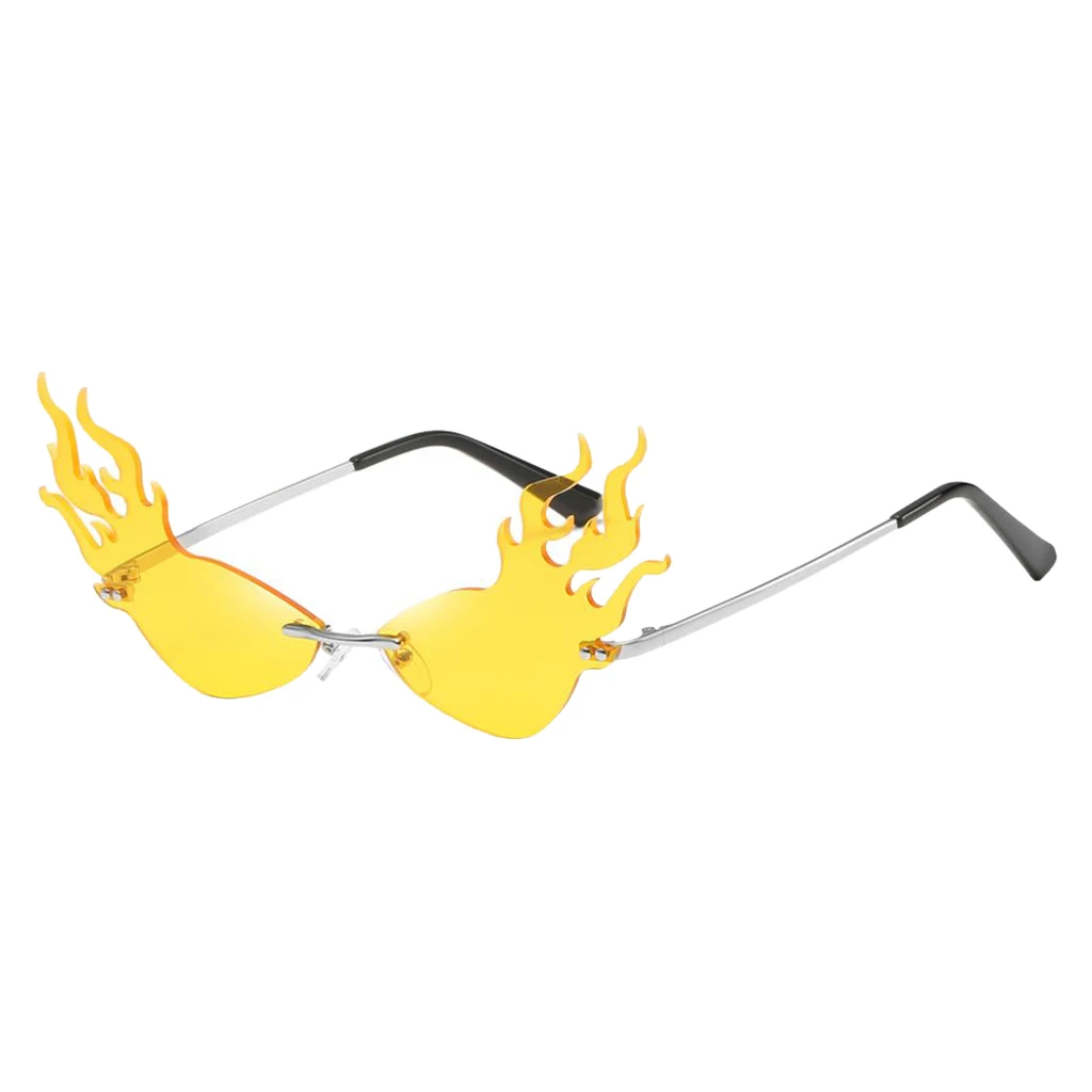 Womens Flame Sunglasses UV400 Sun Glasses Luxury Design Party Eyewear Streetwear Fire Flame Lens Rimless Wave Sun Glasses