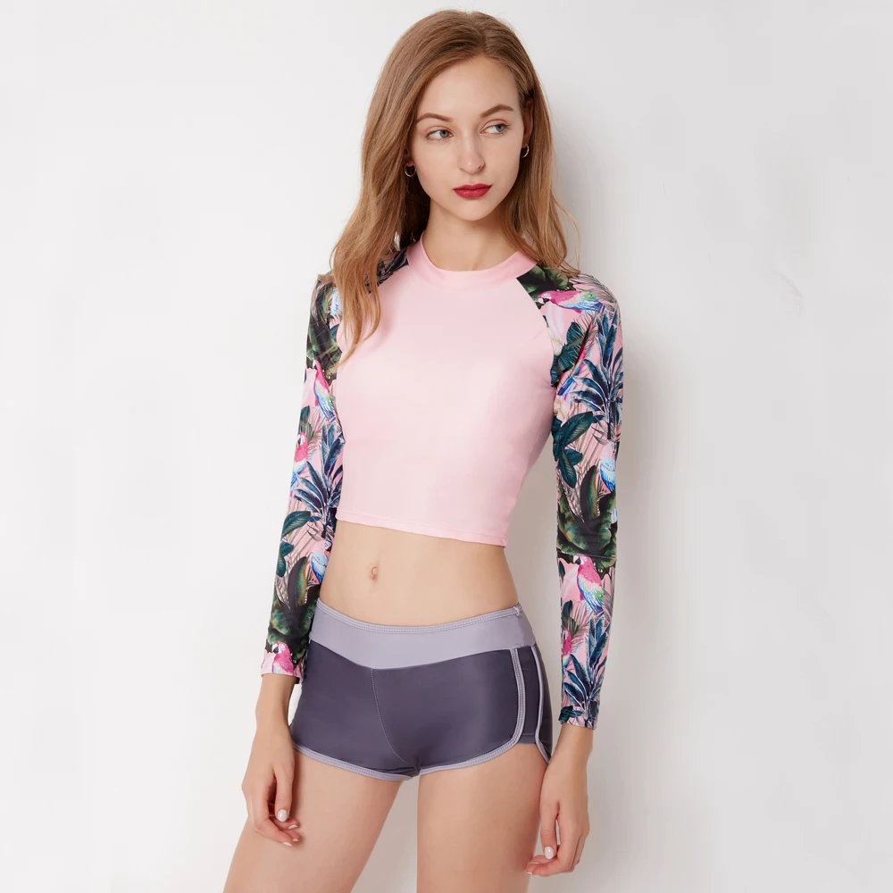 Женский комплект бикини из 2 предметов с высокой талией укороченный Топ длинным