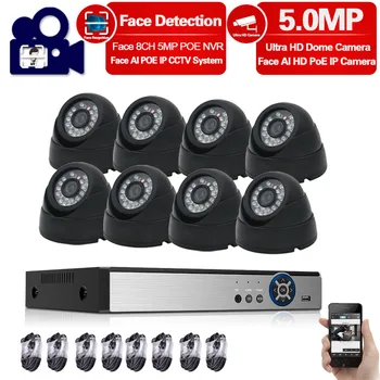 

Face Record System 8ch PoE NVR Kit CCTV Security 4/8Pcs Dome Outdoor Waterproof 5MP POE IP Cameras Video Surveillance System Set