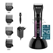 3 режима светодиодный дисплей Профессиональная парикмахерская электрическая машинка для стрижки волос Двойная зарядка триммер для волос Мужская машинка для стрижки волос+ Зарядная база