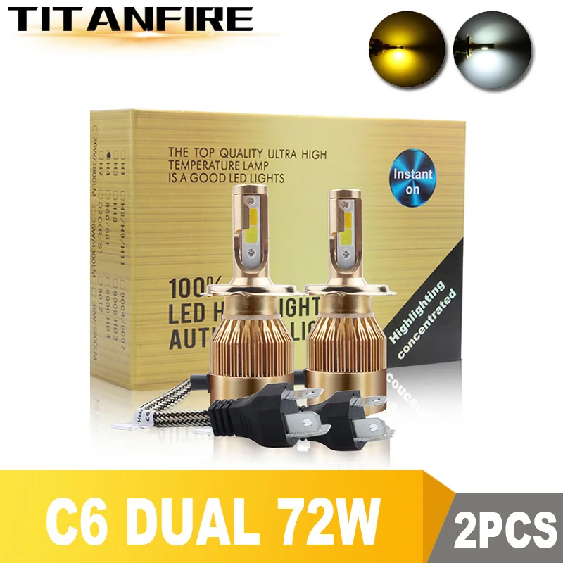 TF30 2 шт./лот светодиодные фары двойной лампы золото Conversion Kit свет 72W фары для 8000LM H1 H3 H4 H7 HB3 HB4 9004 9005 Авто C6 по технологии COB 6000K|Передние LED-фары для авто| | АлиЭкспресс