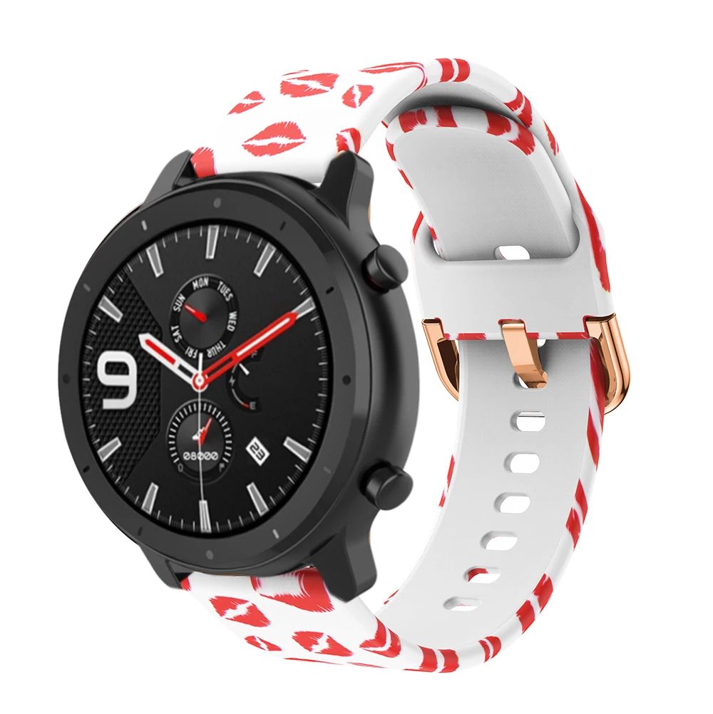 20 мм ремешок для часов amazfit gtr 42 мм силиконовый ремешок модный принт ремешок для часов для samsung Galaxy Watch active 2 браслет ремень