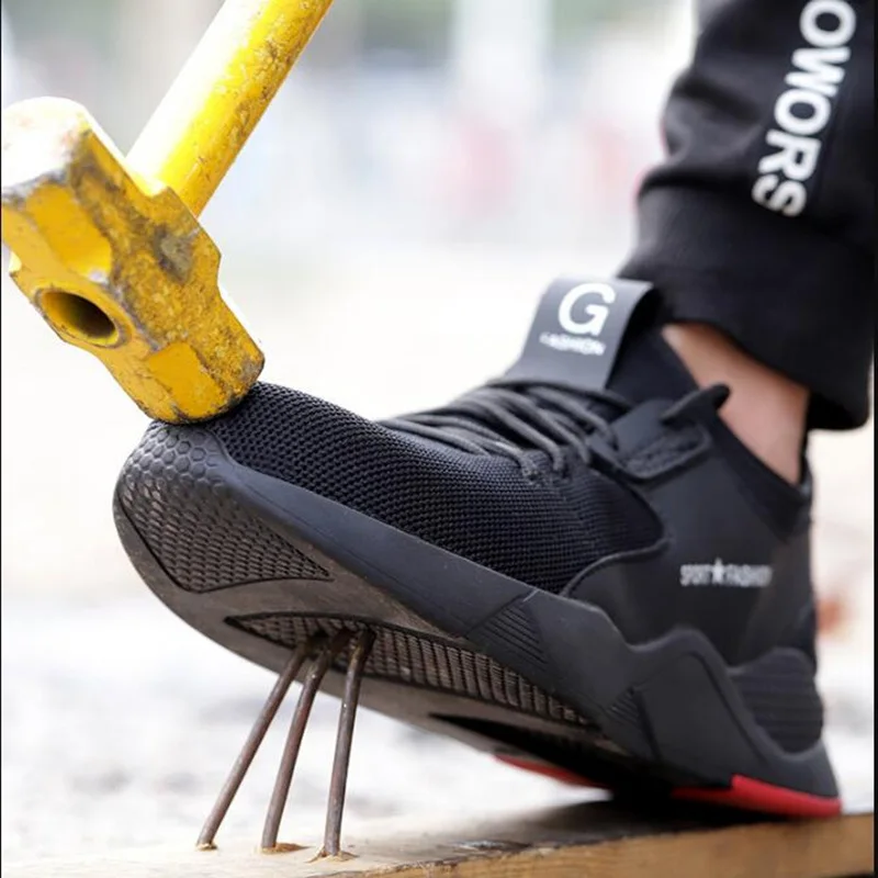 Zapatos deportivos de seguridad con punta de acero para y mujer, informales transpirables para exteriores, botas a de perforaciones, cómodos - AliExpress Calzado