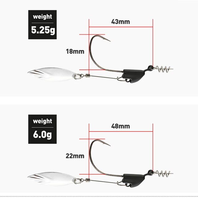 Soft Weighted Hooks, Spinning Blade, Fishing Hooks