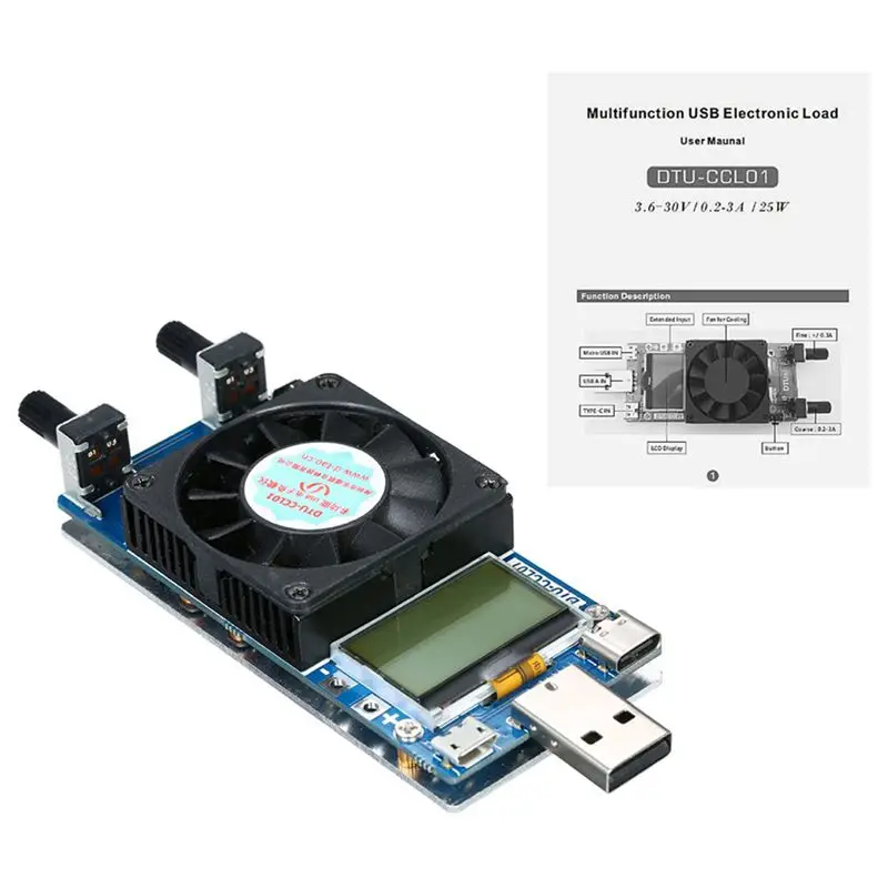 Usb электронный тестер нагрузки сопротивление тока мощность тестер батареи Многофункциональный 0.2A~ 3A 35 Вт ЖК-дисплей Usb электронный тестер нагрузки