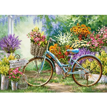

3D DIY diamond painting flower and bicycle diamond cross embroidery Rhinestone kit Mosaic home decoration pictures TT3786