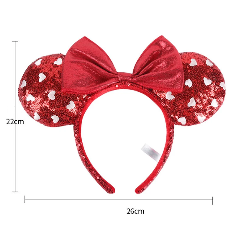 Повязка на голову с волнистым сердцем уши Минни Маус блестками персиковые сердца