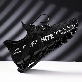 

New Blade Damping Running Sport Shoes Men 2020 Spring White Black Sneakers Knit Mesh Breathable Jogging Trainer Sneakers for Men