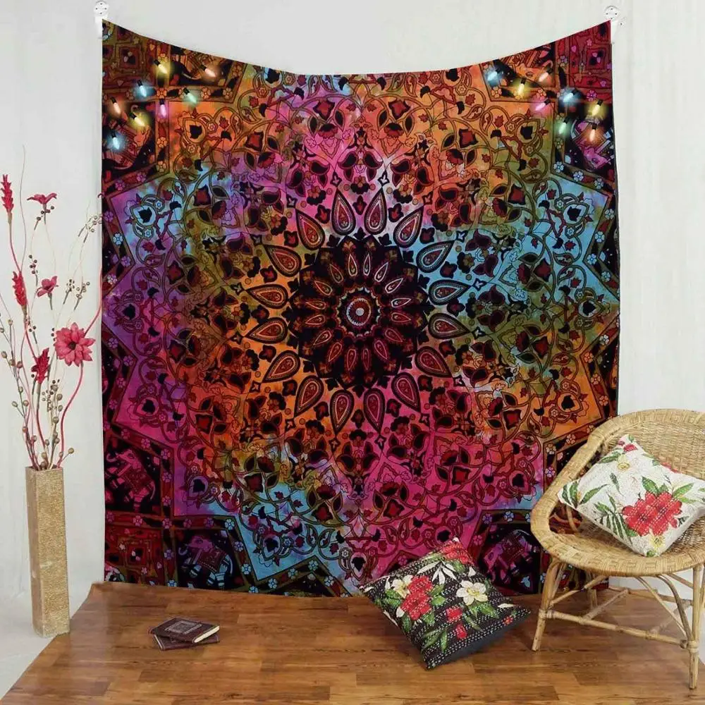 Гобелен simсант с мандалой гобелен в богемном стиле со слоном волком индийский