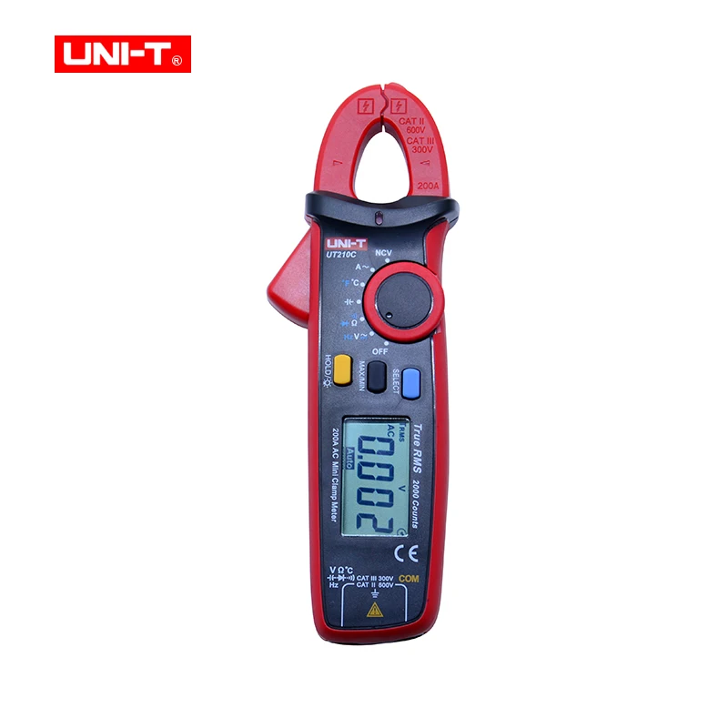 UNI-T цифровой клещи Авто Диапазон мультиметр UT210C мини True RMS Авто Диапазон AC DC Вольт 200A Ом Емкость тестер