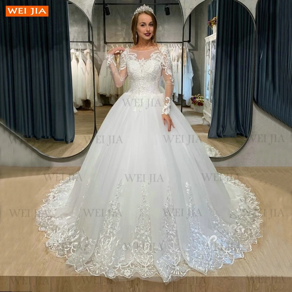 

Charming Lace Up Wedding Gowns 2021 Long Sleeves Vestido De Noiva Appliqu Ball Gown Bridal Dresses In Stock Vestido De Casamento