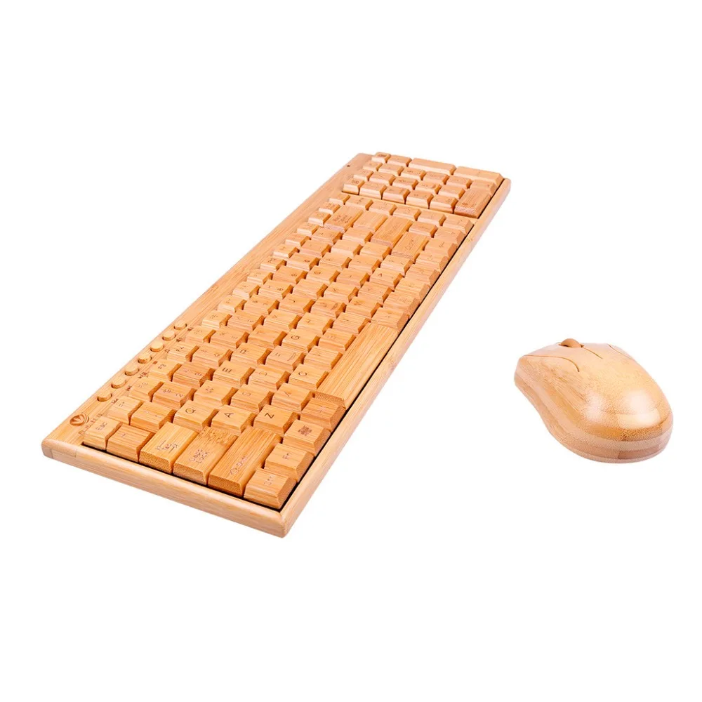 2,4 ГГц Беспроводная бамбуковая ПК клавиатура и мышь комбо компьютерная клавиатура мыши Офис ручной работы натуральный деревянный штекер