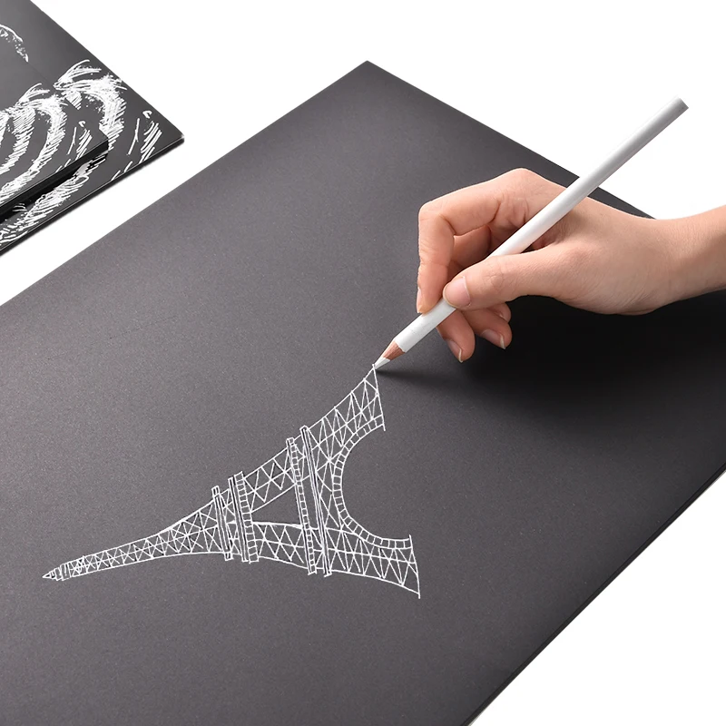 32 Sheet A3/A4/A5 Black Paper Cardboard Notebook White Sketch Charcoal Pencil Art Marker Sketch Book For Paiting Drawing Diary