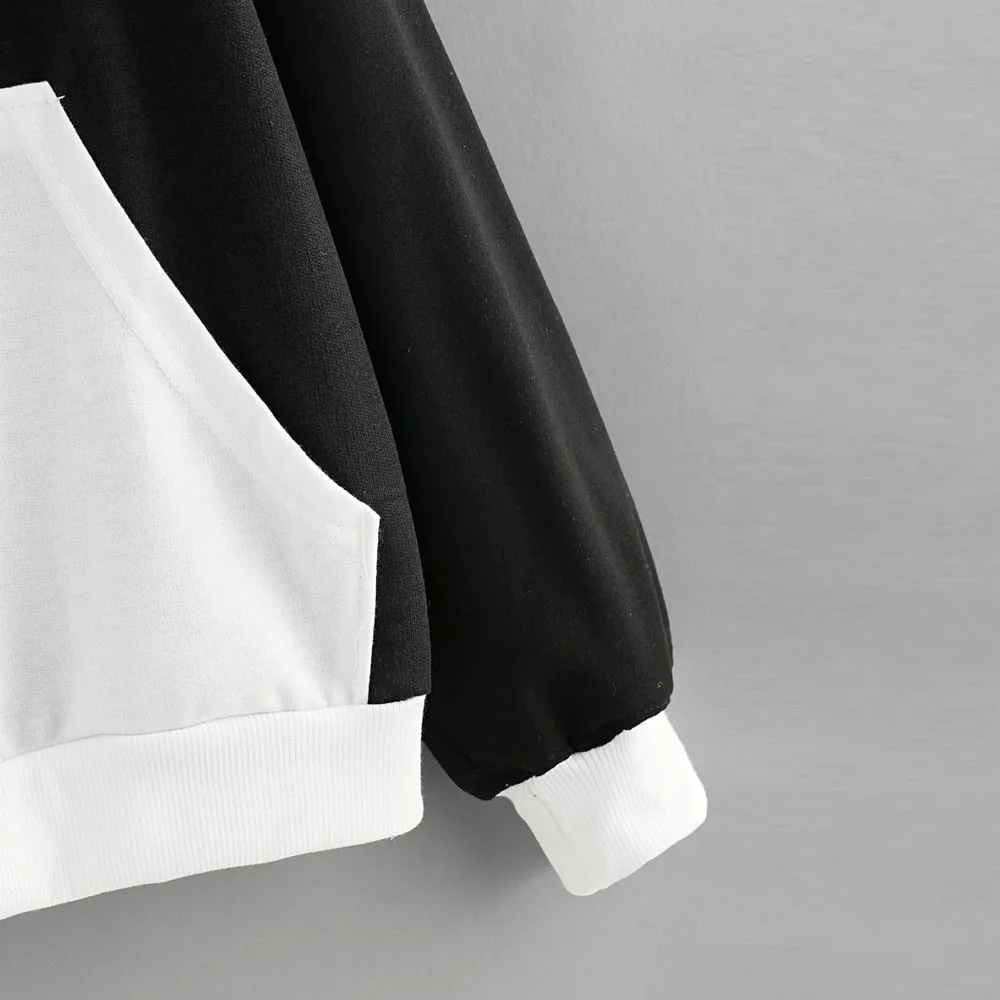 Jaycosin 2019 New Hoodies For Girls Letters Pocket Hooded Top Women