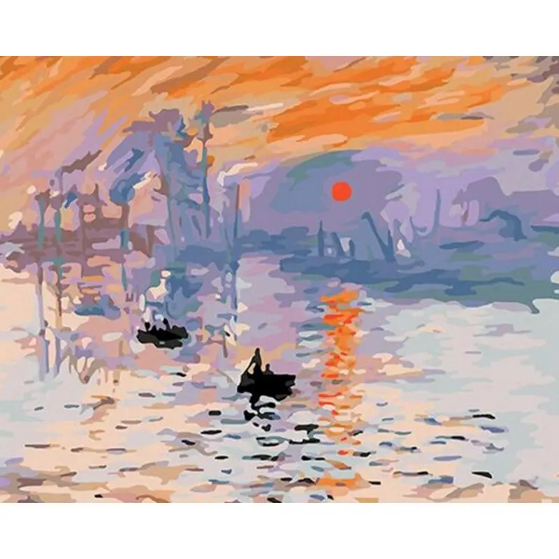 

Painting By Number Impression Sunrise Picture Oil Painting Acrylic Paint Art Canvas For Adults House Living Room Decor Framed
