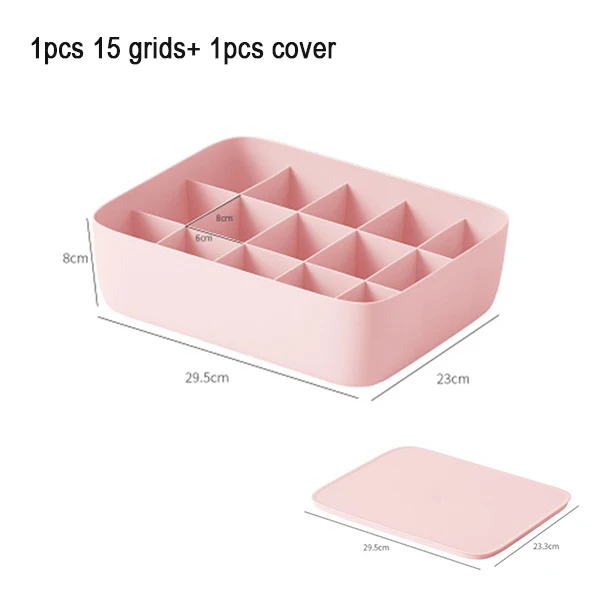 Пластиковый ящик для хранения нижнего белья, органайзер, коробки для нижнего белья, колготки носки, коробка для хранения одежды, органайзер для шкафа - Цвет: Pink 15 grids