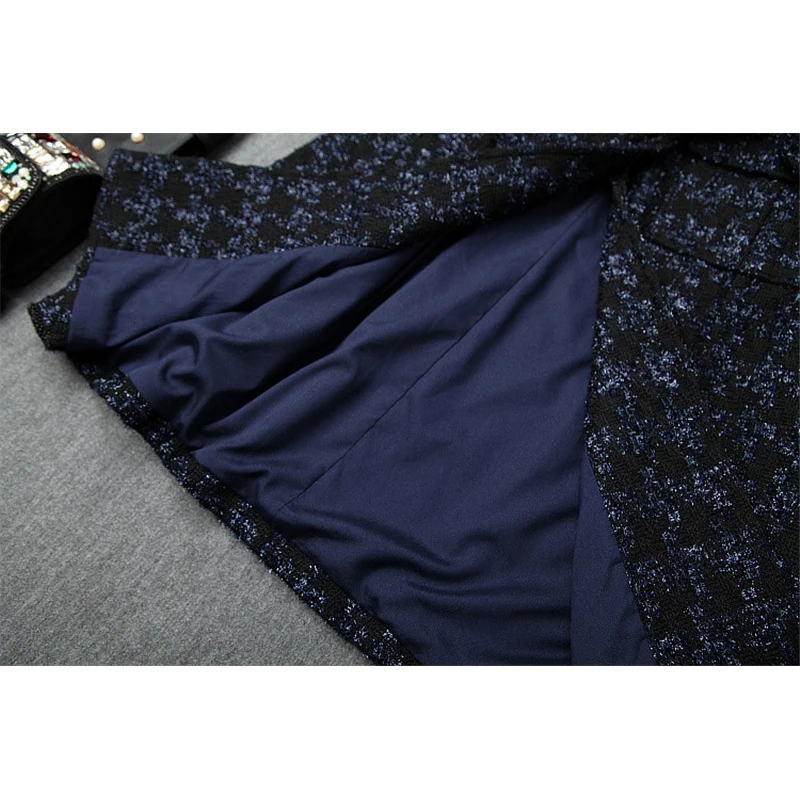 High Quality Runway Designers Luxury Beading Tweed Woolen Jackets and Coats Autumn Winter Long Overcoat Wool Blends Outerwear