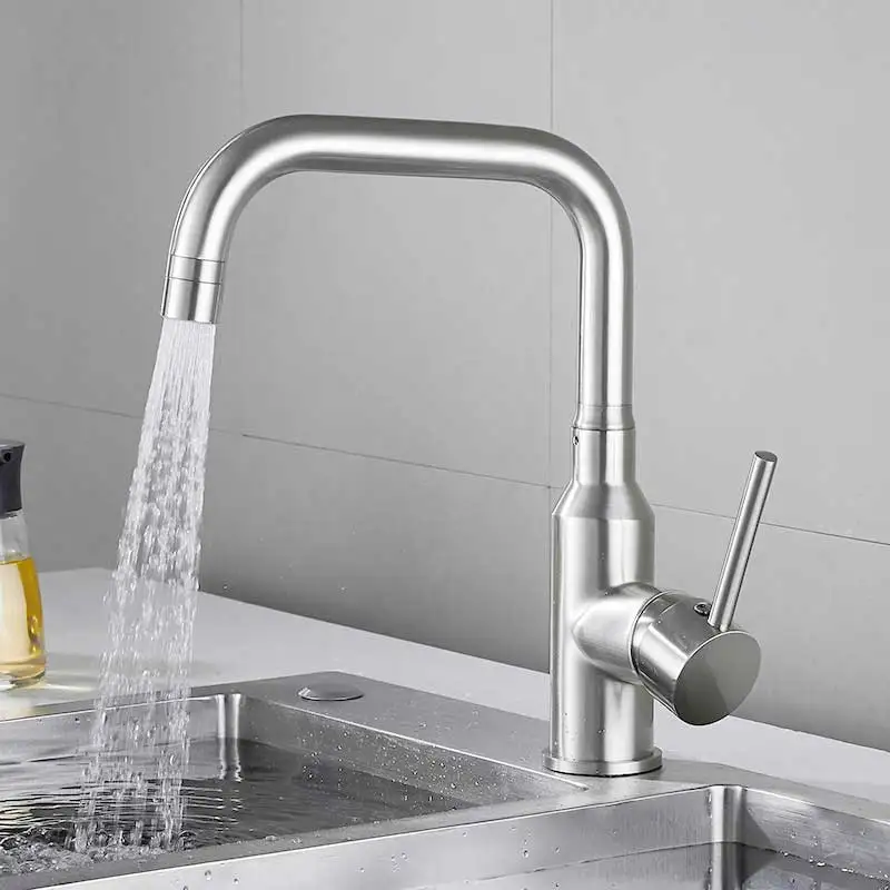ULGKSD Kitchen Faucets Deck Mounted Hot Cold Water Mixer Basin sink Taps 2 Water Mode Swivel Spout Single Handle Mixer Tap
