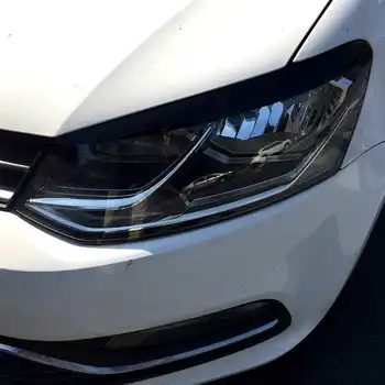 

Pair Headlights Eyebrow Eyelids Trim Cover For VW POLO MK5 2011 2012 2013 2014 2015 2016 2017 2018 Gloss Black/White